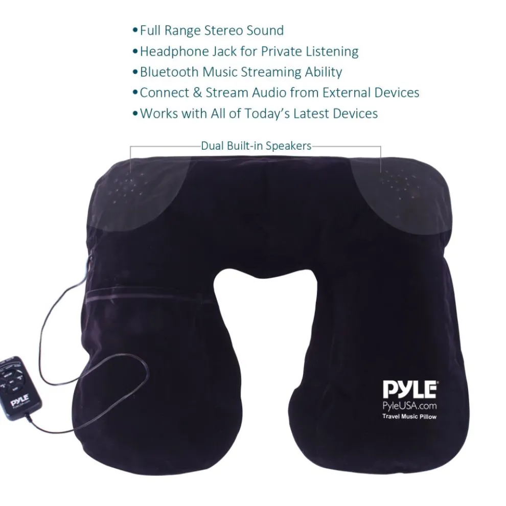 Travel Music Pillow - Neck Support, Bluetooth Speakers, Rechargeable Battery