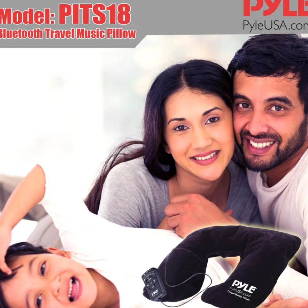 Travel Music Pillow - Neck Support, Bluetooth Speakers, Rechargeable Battery