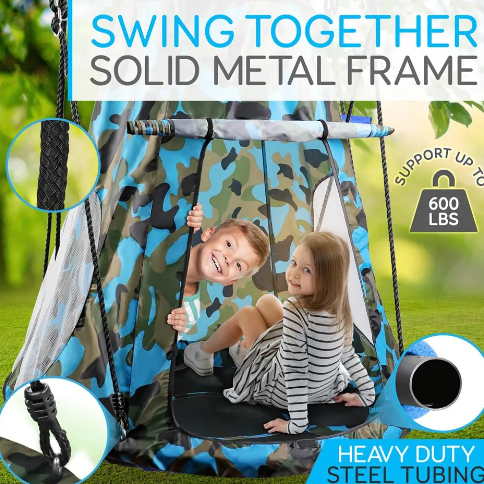 Tree Swing Tent for Kids - Relaxing Fun, Padded Seat, Camo
