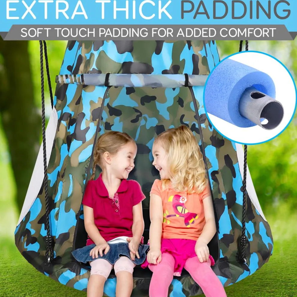 Tree Swing Tent for Kids - Relaxing Fun, Padded Seat, Camo