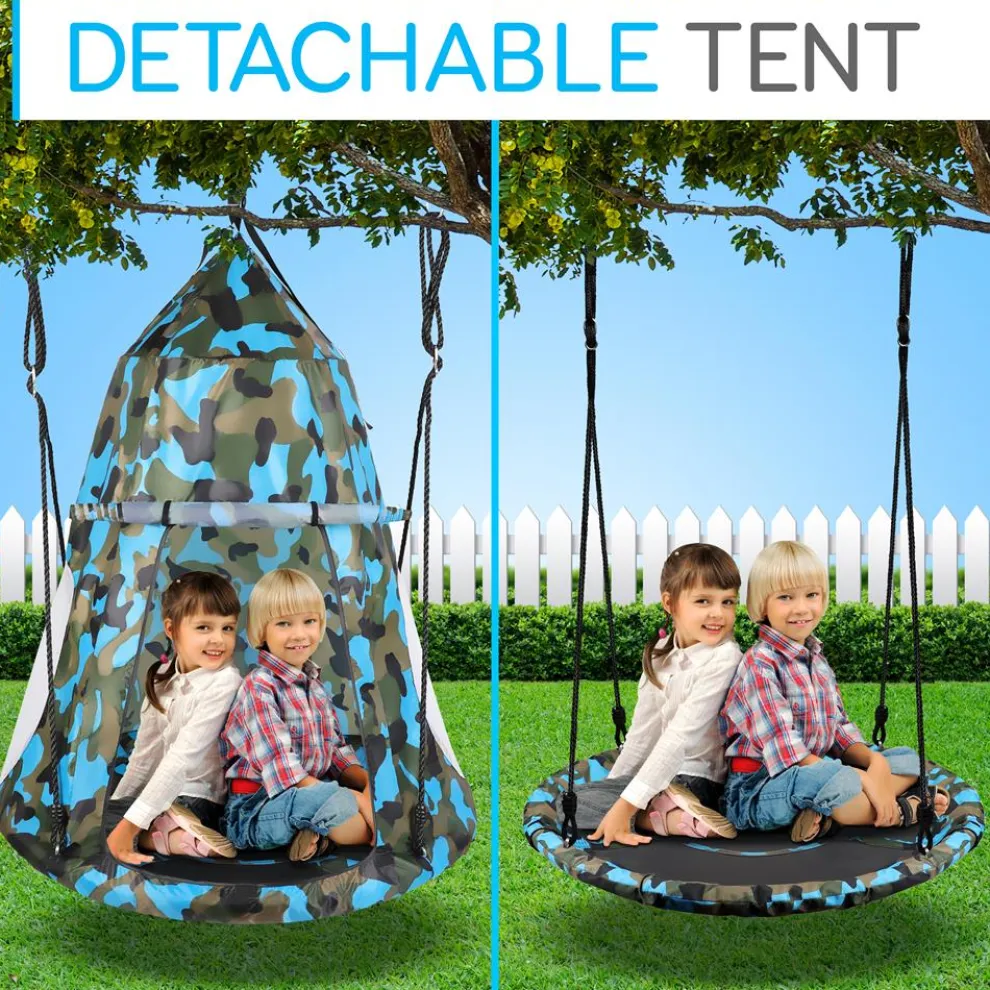Tree Swing Tent for Kids - Relaxing Fun, Padded Seat, Camo
