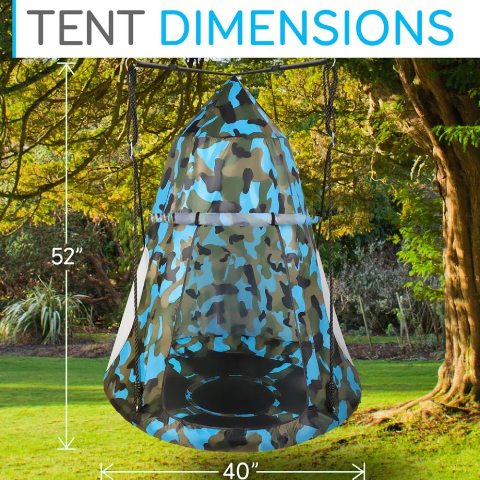 Tree Swing Tent for Kids - Relaxing Fun, Padded Seat, Camo