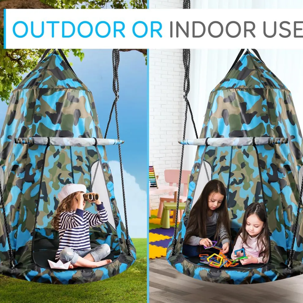 Tree Swing Tent for Kids - Relaxing Fun, Padded Seat, Camo