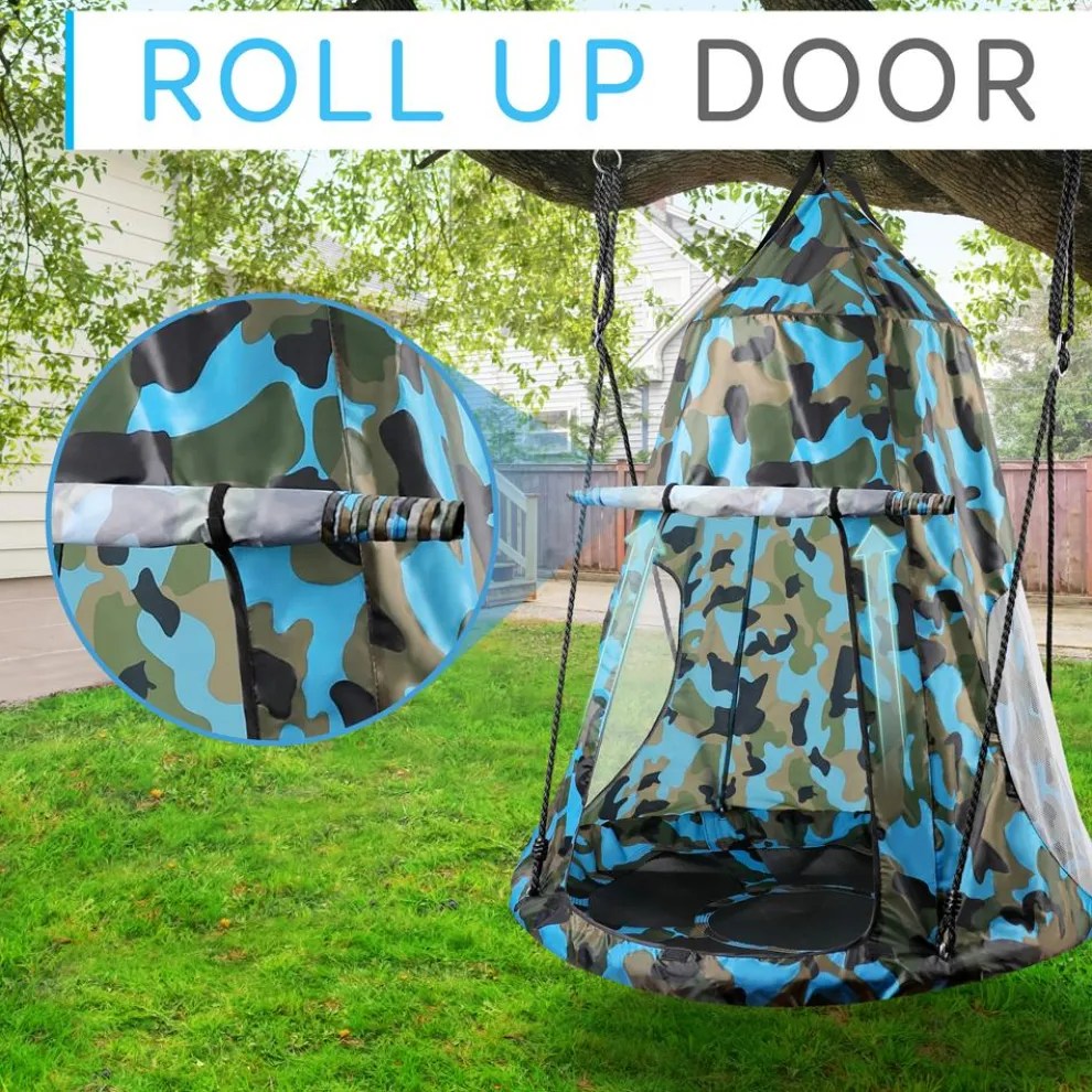Tree Swing Tent for Kids - Relaxing Fun, Padded Seat, Camo