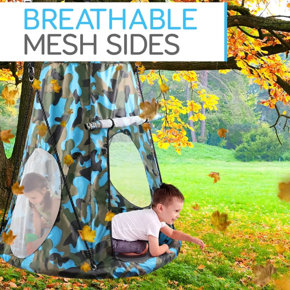 Tree Swing Tent for Kids - Relaxing Fun, Padded Seat, Camo