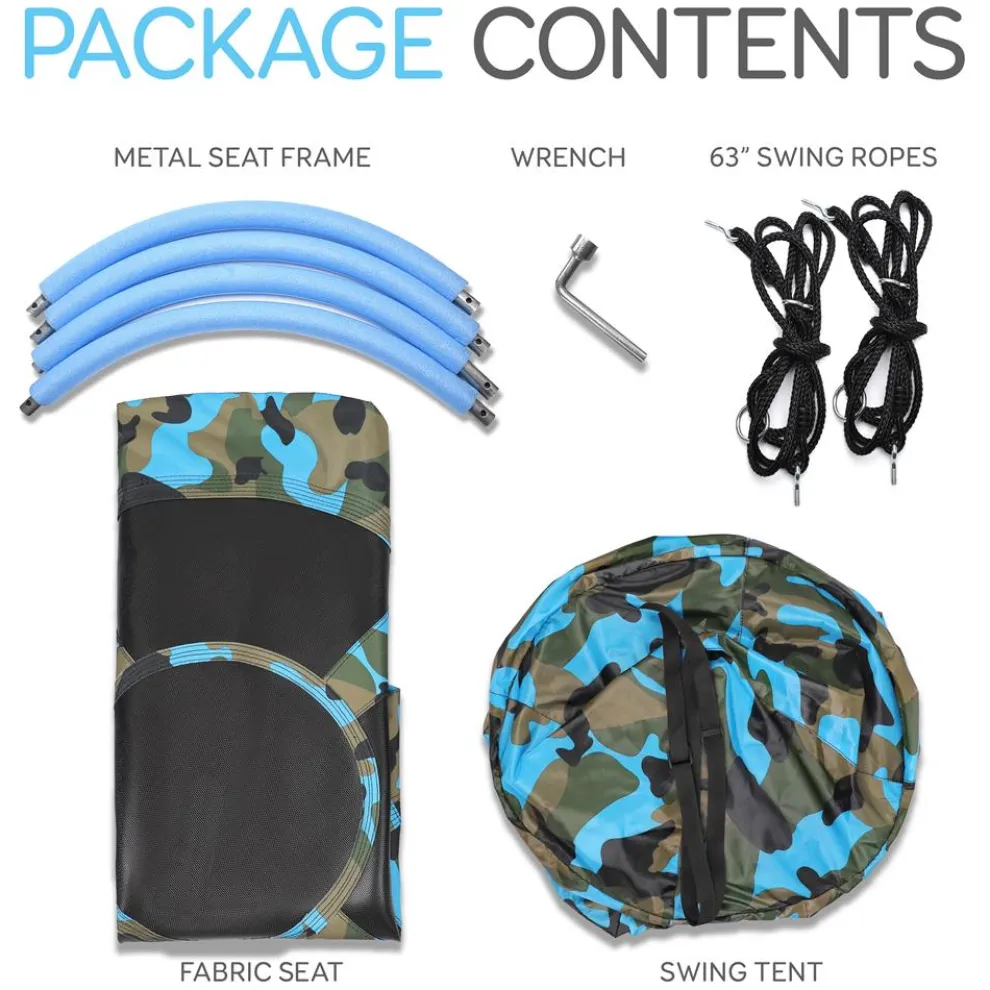 Tree Swing Tent for Kids - Relaxing Fun, Padded Seat, Camo