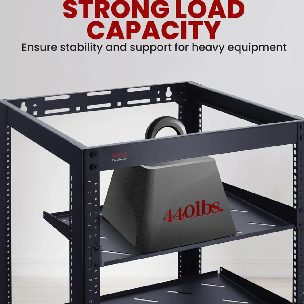 20U Open Frame Server Rack - Easy Mobility, Heavy-Duty Steel, Black