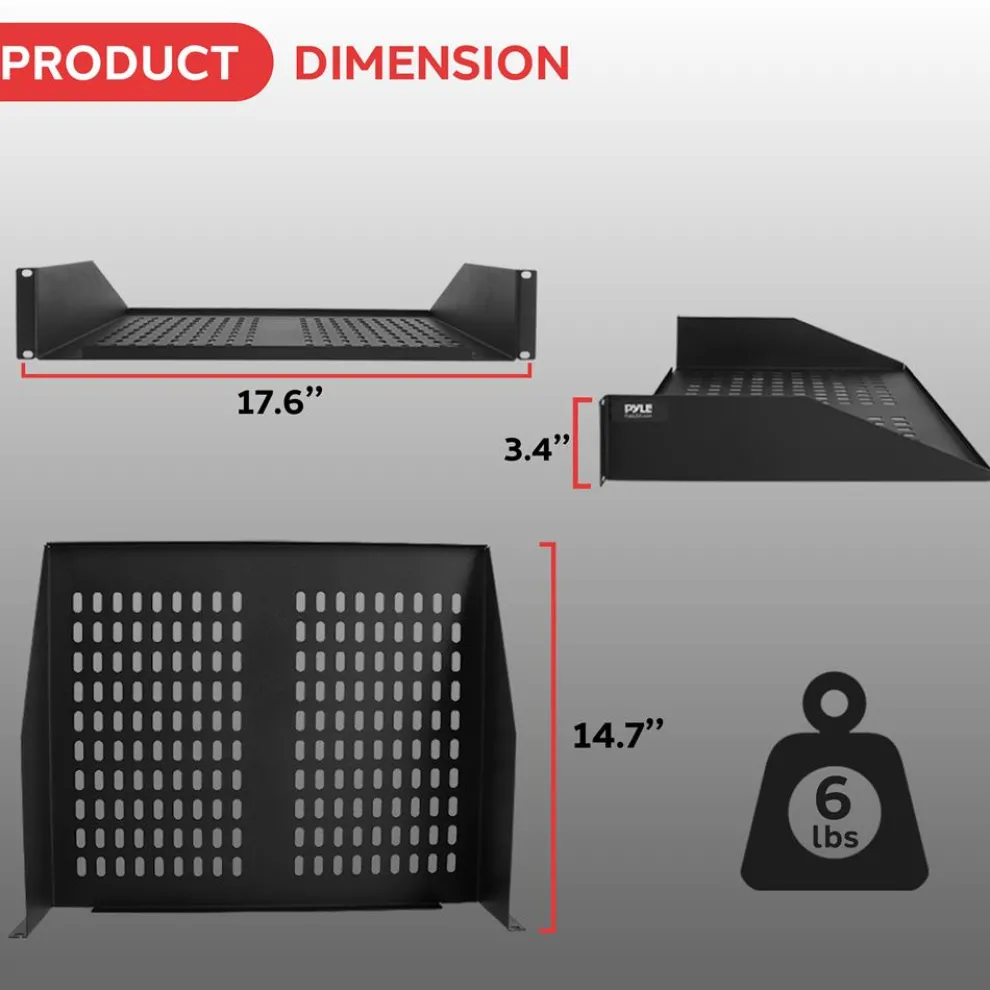 2U Server Rack Shelf, Enhanced Airflow, Heavy-Duty Steel, Black