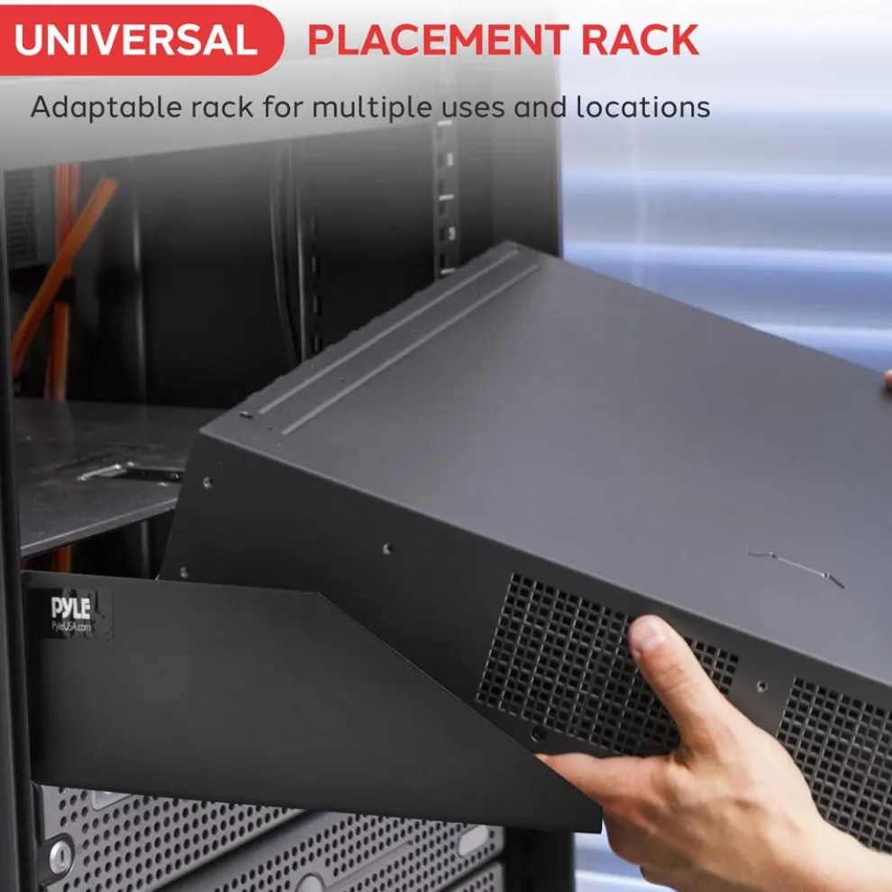 2U Server Rack Shelf, Enhanced Airflow, Heavy-Duty Steel, Black