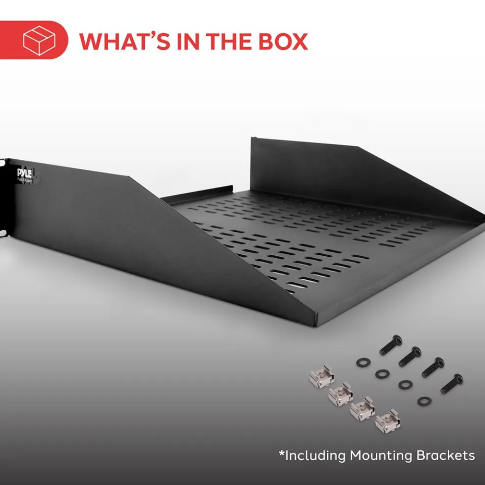 2U Server Rack Shelf, Enhanced Airflow, Heavy-Duty Steel, Black