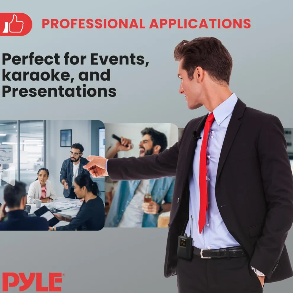 UHF Wireless Microphone System Kit - 160' Range, 8 Channels, Portable