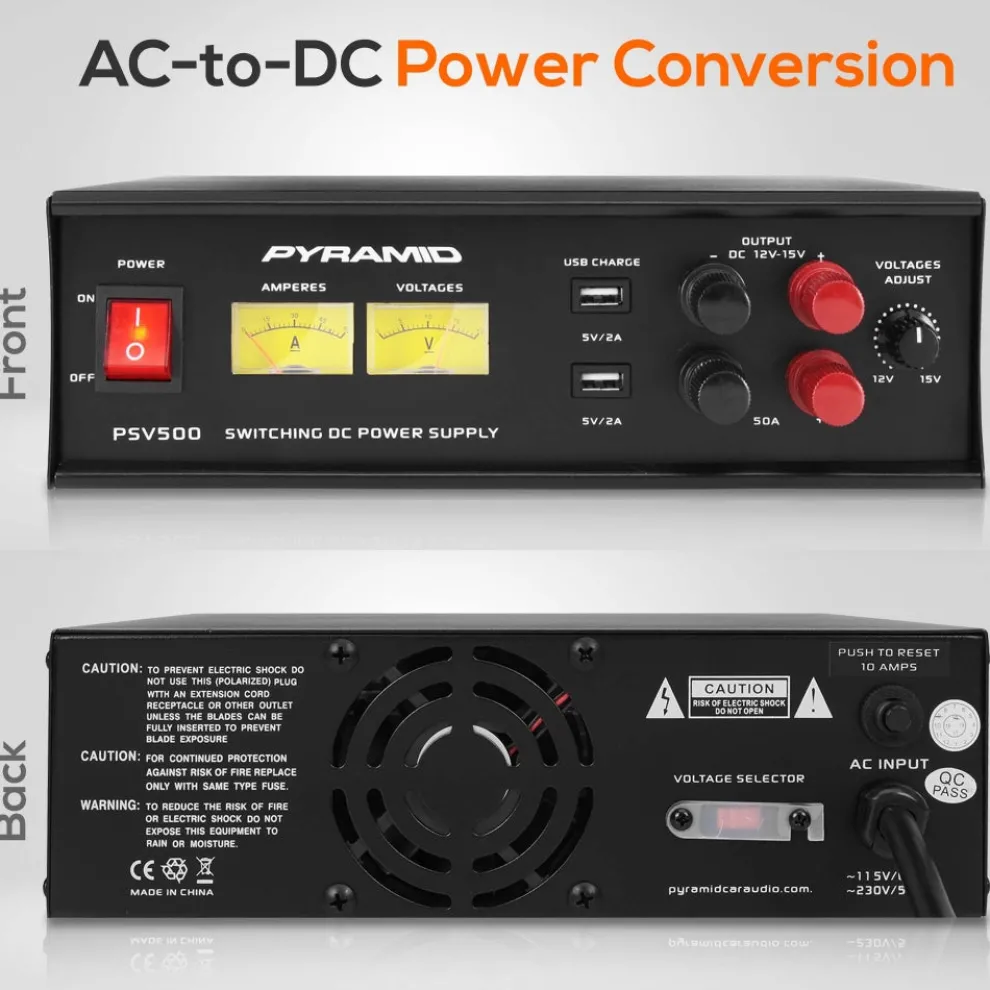 Universal Power Converter 50A Adjustable 12-15V 2 USB Ports Overload Protection