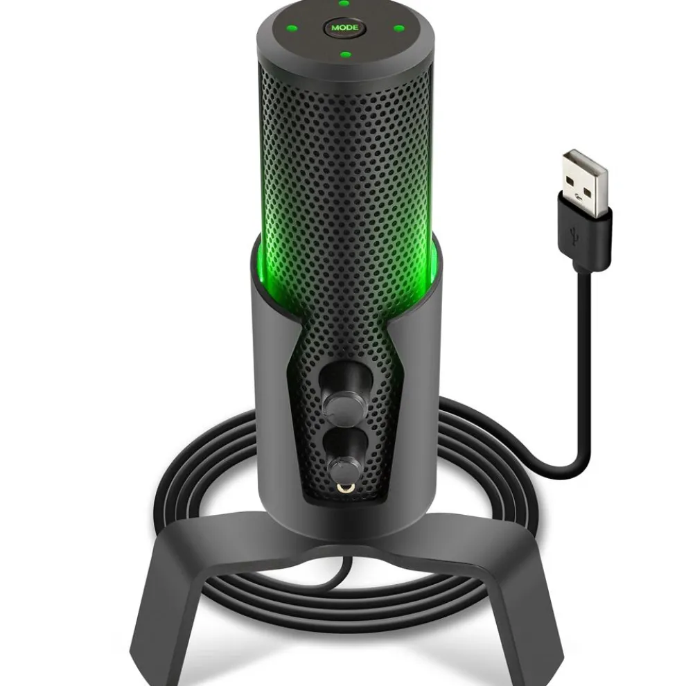 USB Microphone 4 Modes Condenser RGB LED for Gaming/Podcasting