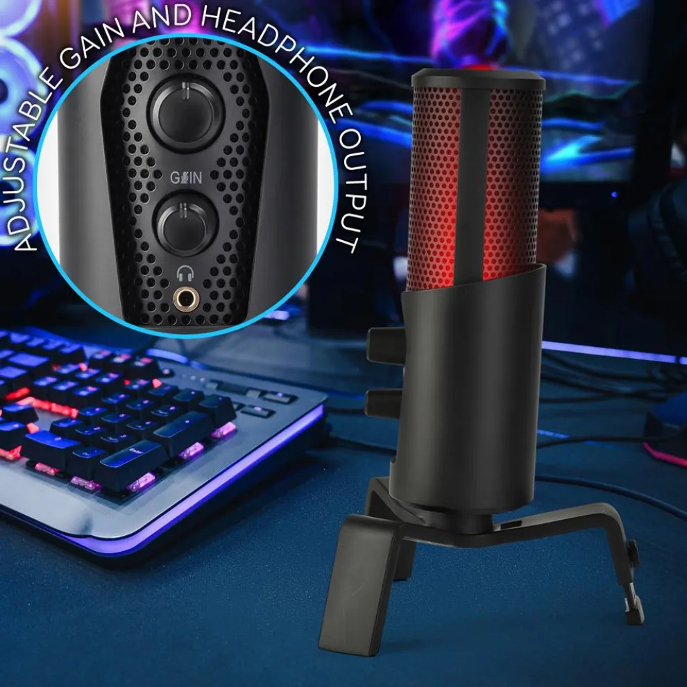 USB Microphone 4 Modes Condenser RGB LED for Gaming/Podcasting