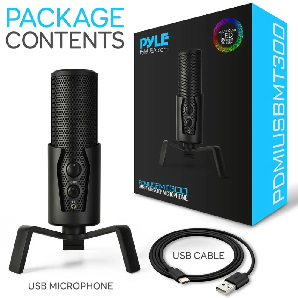 USB Microphone 4 Modes Condenser RGB LED for Gaming/Podcasting