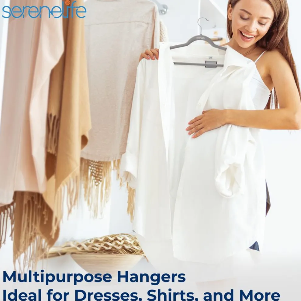 Velvet Hangers 10 Pack - Non-Slip, Space-Saving, 360° Swivel Hook, Grey