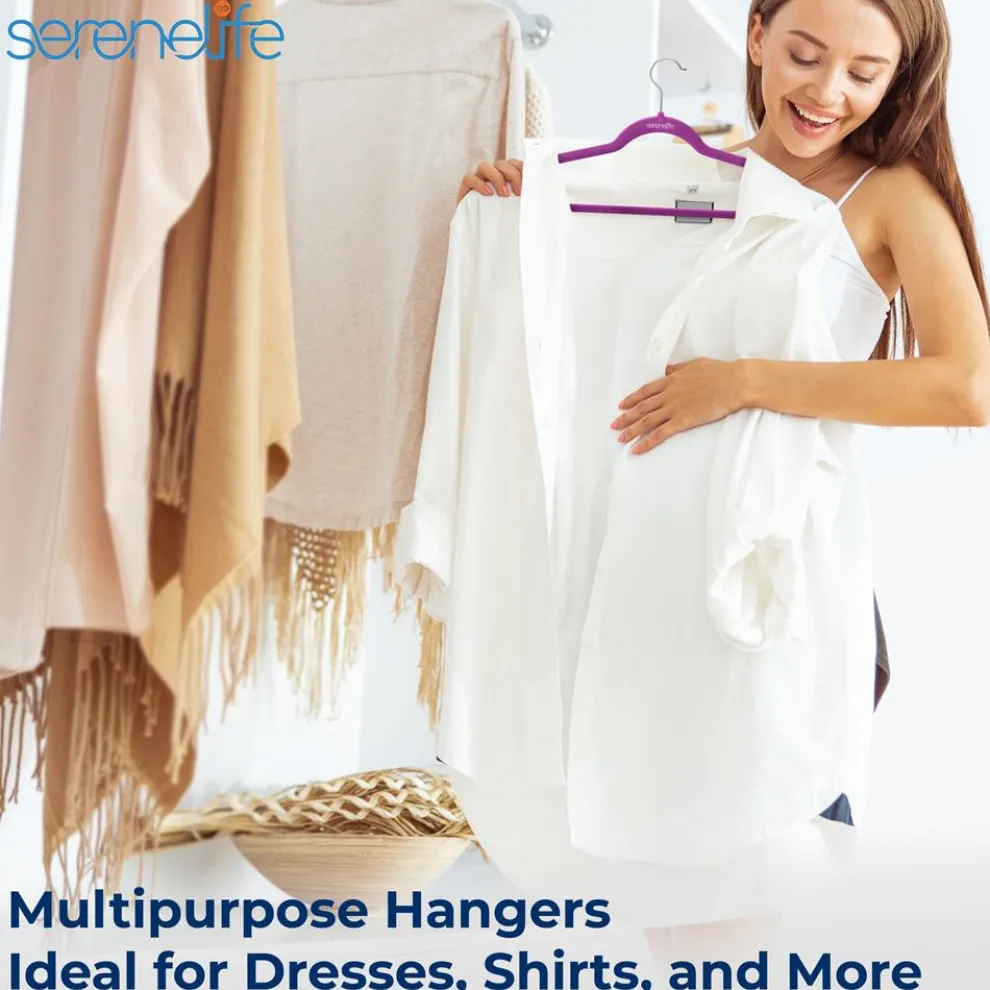 Velvet Hangers 20-Pack, Non-Slip, Space-Saving, 360° Swivel Hook, Purple