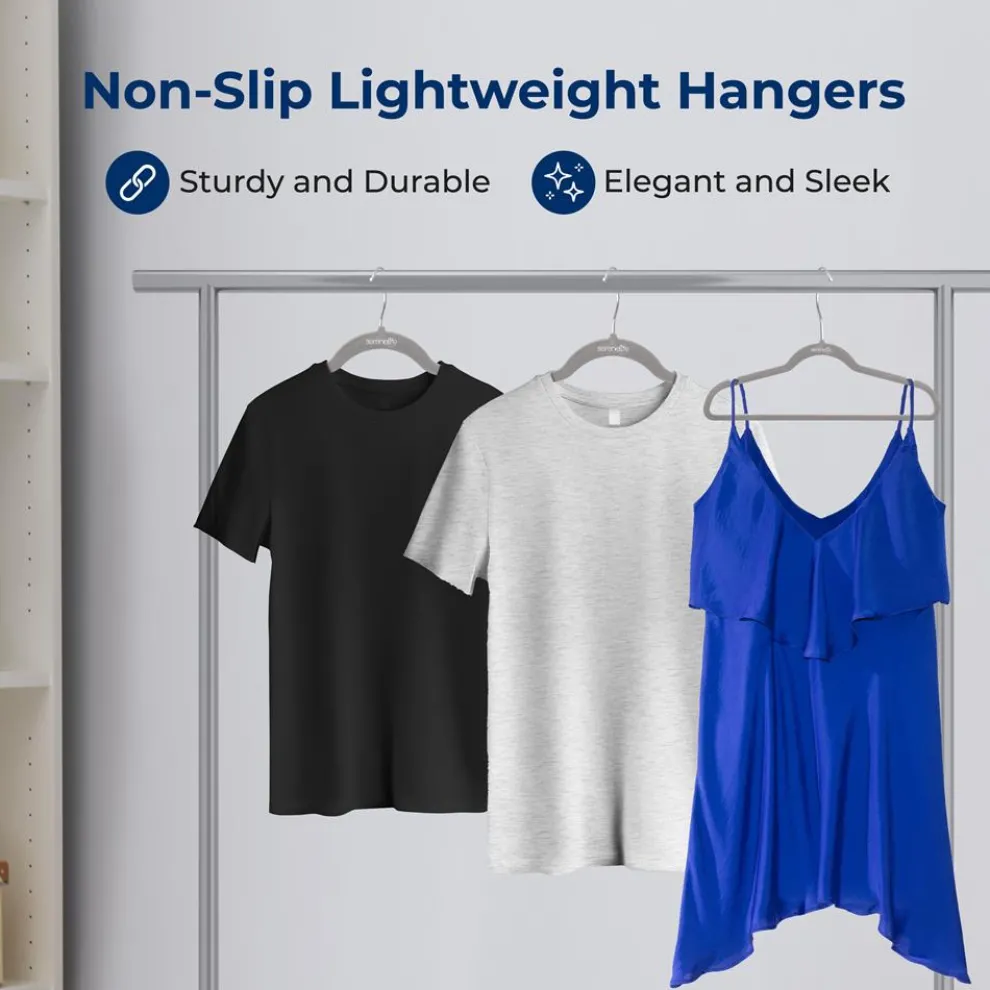 Velvet Hangers 20-Pack, Non-Slip, Space-Saving, 360° Swivel Hook, Gray