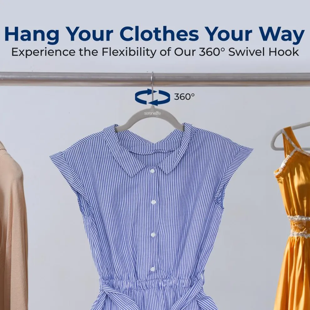 Velvet Hangers 20-Pack, Non-Slip, Space-Saving, 360° Swivel Hook, Gray