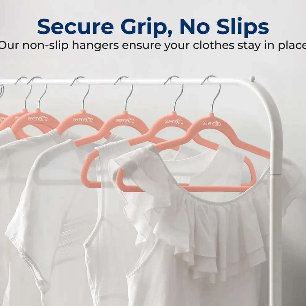Velvet Hangers 20-Pack, Non-Slip, Space-Saving, 360° Swivel Hook, Pink