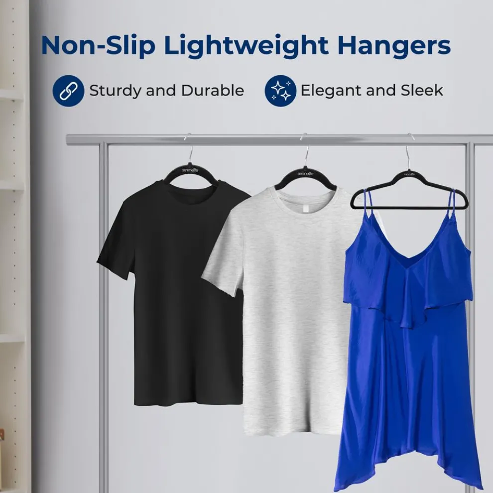 Velvet Non-Slip Hangers 50-Pack, Space-Saving, 360° Swivel Hook