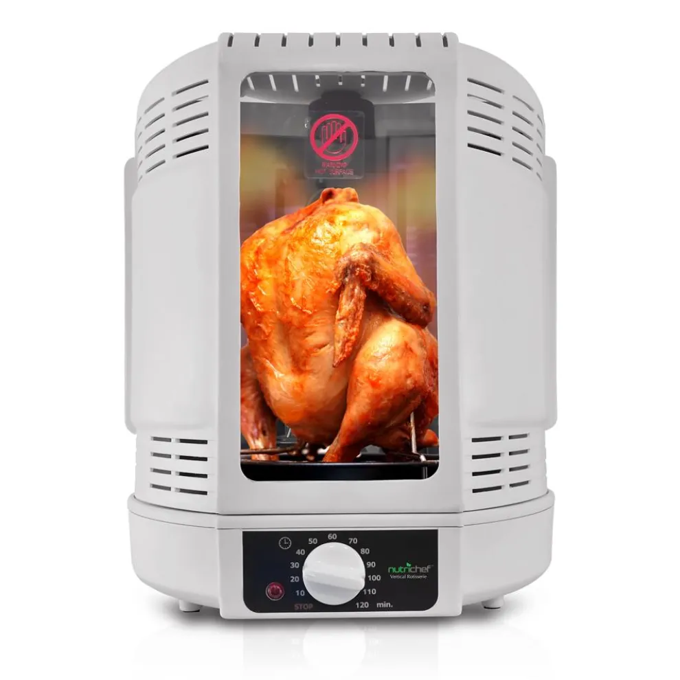 Vertical Rotisserie Oven - Fat-Reducing Dual Heating - White