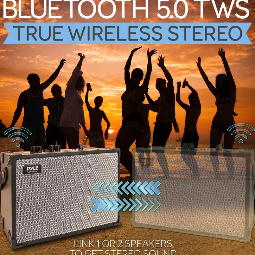 Vintage Bluetooth Speaker, 120W Bass, Rechargeable, Leather, TWS, FM Radio