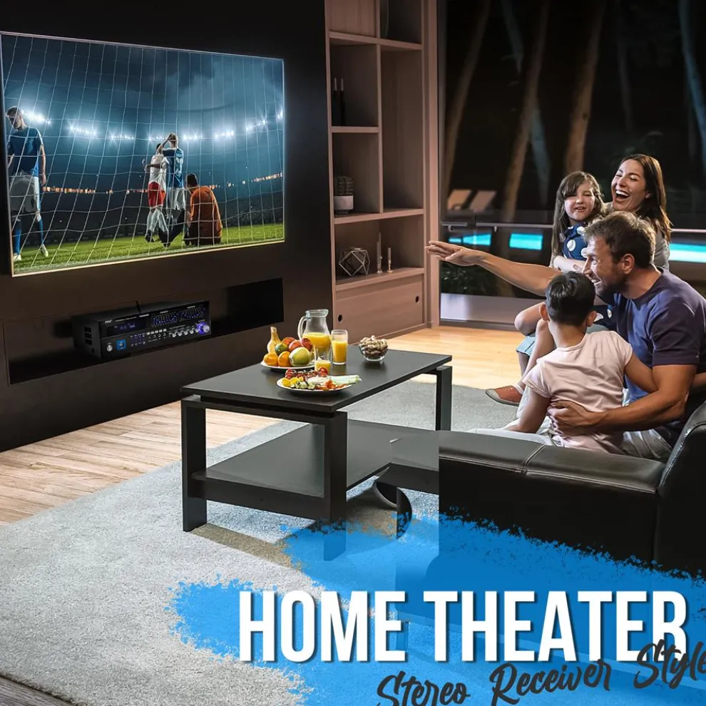 2000W Bluetooth 6-Channel Home Amplifier - Wireless Streaming, USB/AUX/RCA