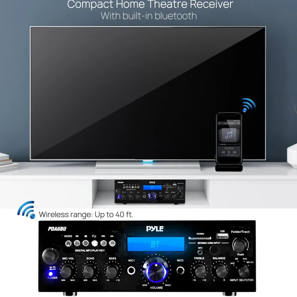 200W Bluetooth Home Stereo Amplifier with FM & USB