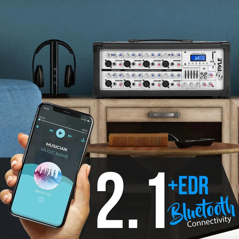 800W Bluetooth Stage Mixer - Pro Audio Sound, MP3/USB/SD, LCD Display