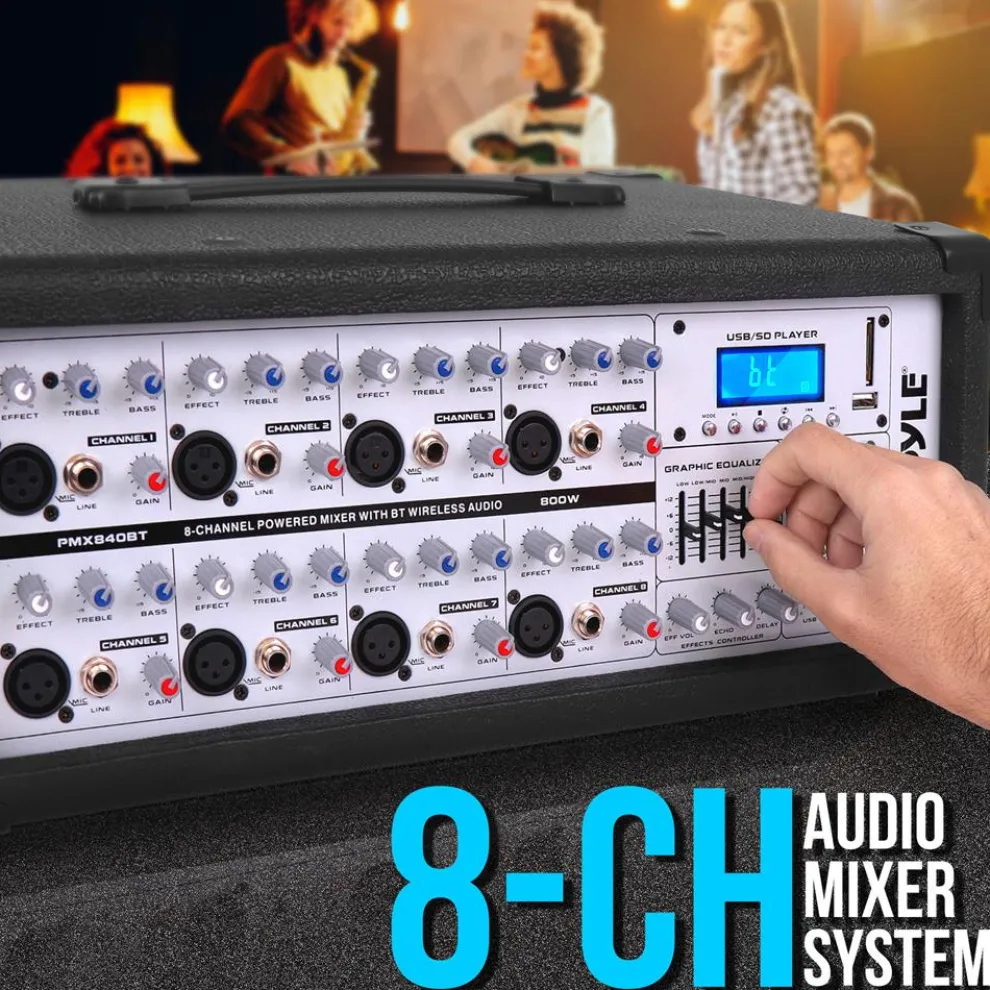 800W Bluetooth Stage Mixer - Pro Audio Sound, MP3/USB/SD, LCD Display