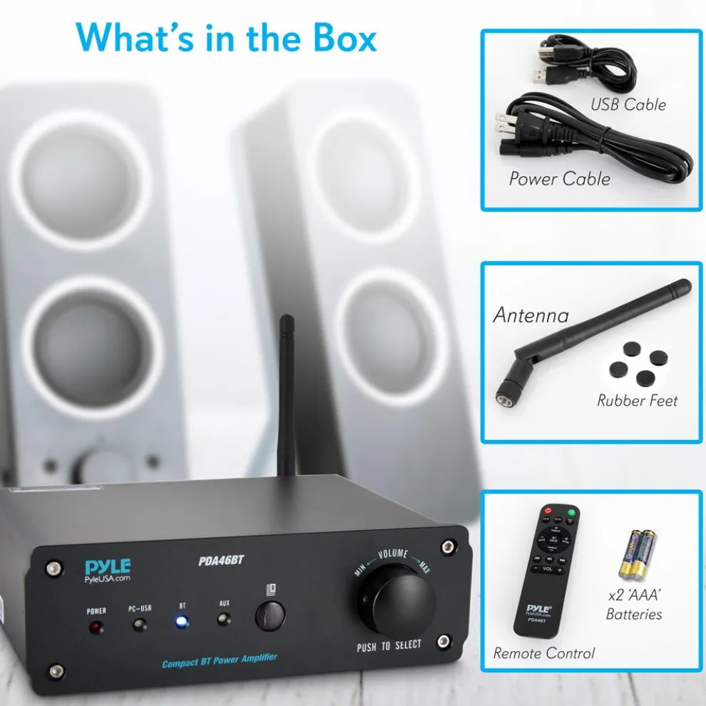 100W Bluetooth Stereo Amplifier - Hi-Fi Sound, USB Connection, Compact Design