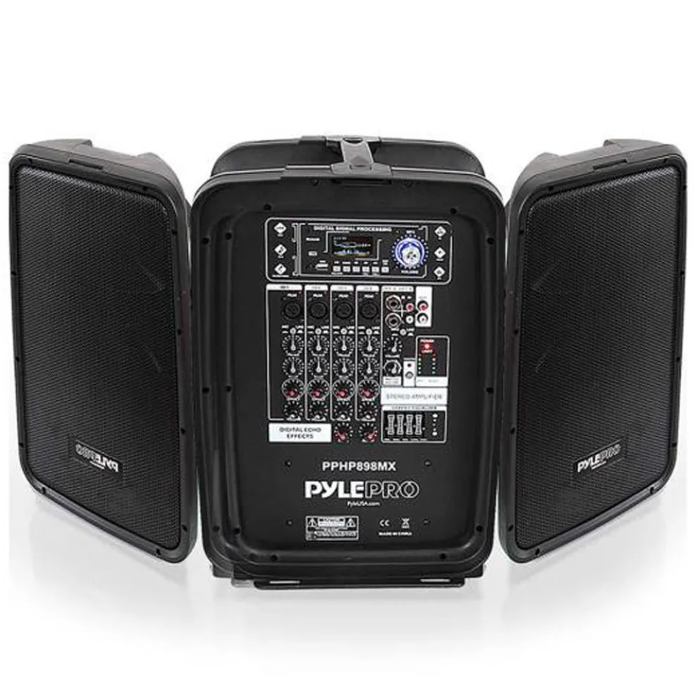 600W 8-Ch Bluetooth PA Speaker Kit, Dual 8" Subwoofers, USB/MP3 Reader
