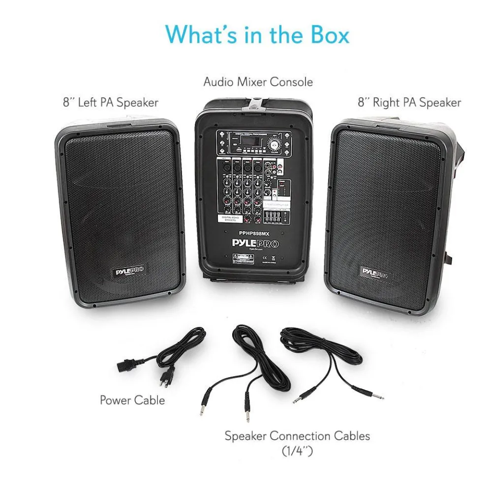 600W 8-Ch Bluetooth PA Speaker Kit, Dual 8