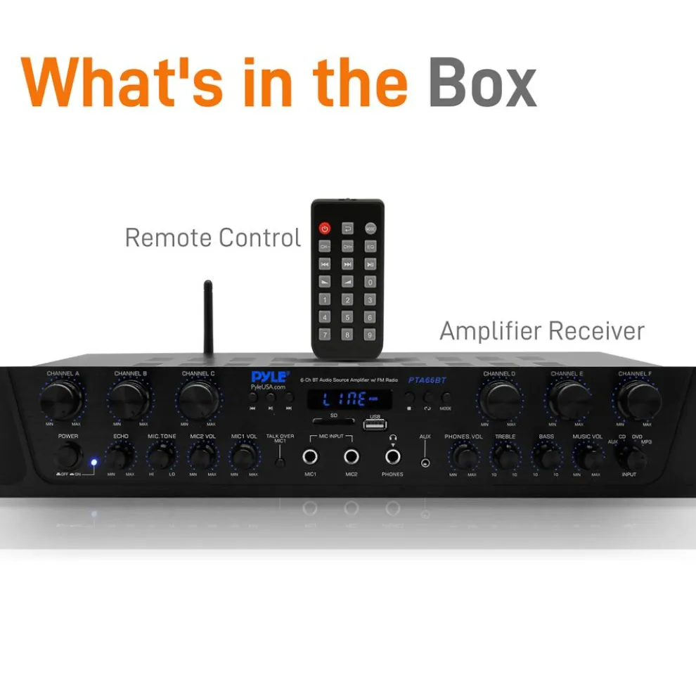 600W 6-Channel Bluetooth Amplifier with FM Radio