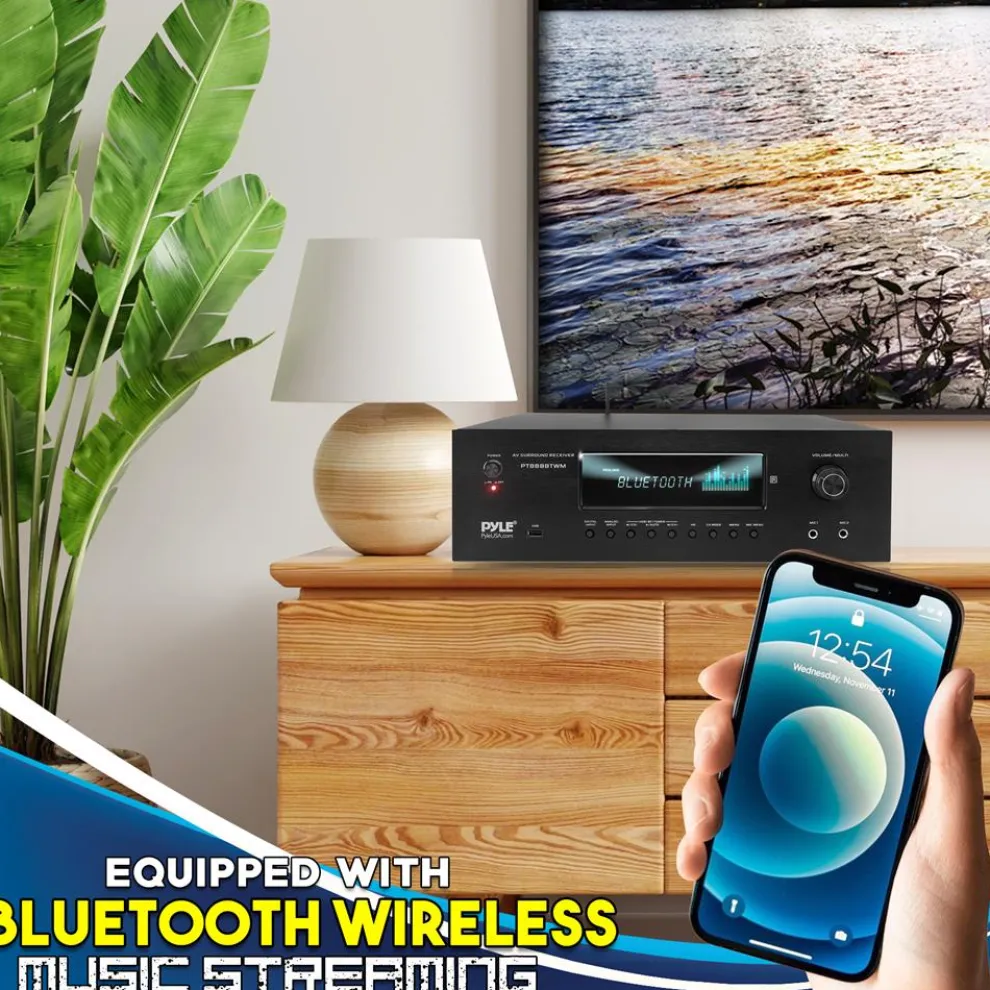 1000W 5.2-Channel Bluetooth Receiver with Wireless Mics