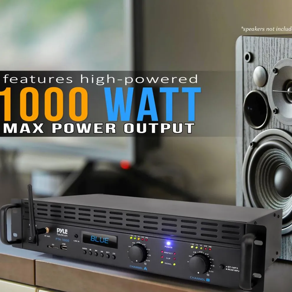 2000W 2-Channel Bluetooth Pro Audio Amplifier with LCD