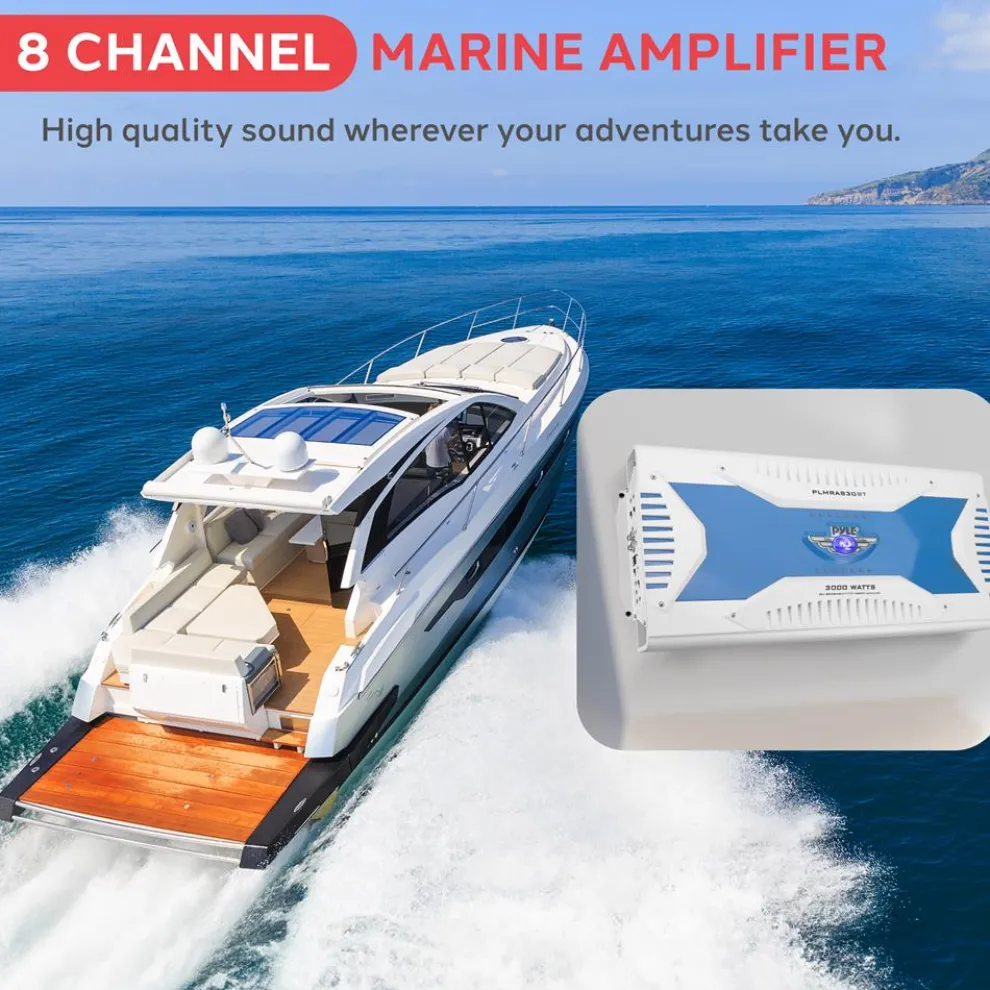 3000W Marine Bluetooth Amplifier, Waterproof, 8-Channel, Aluminum Alloy