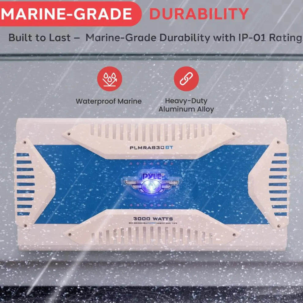 3000W Marine Bluetooth Amplifier, Waterproof, 8-Channel, Aluminum Alloy