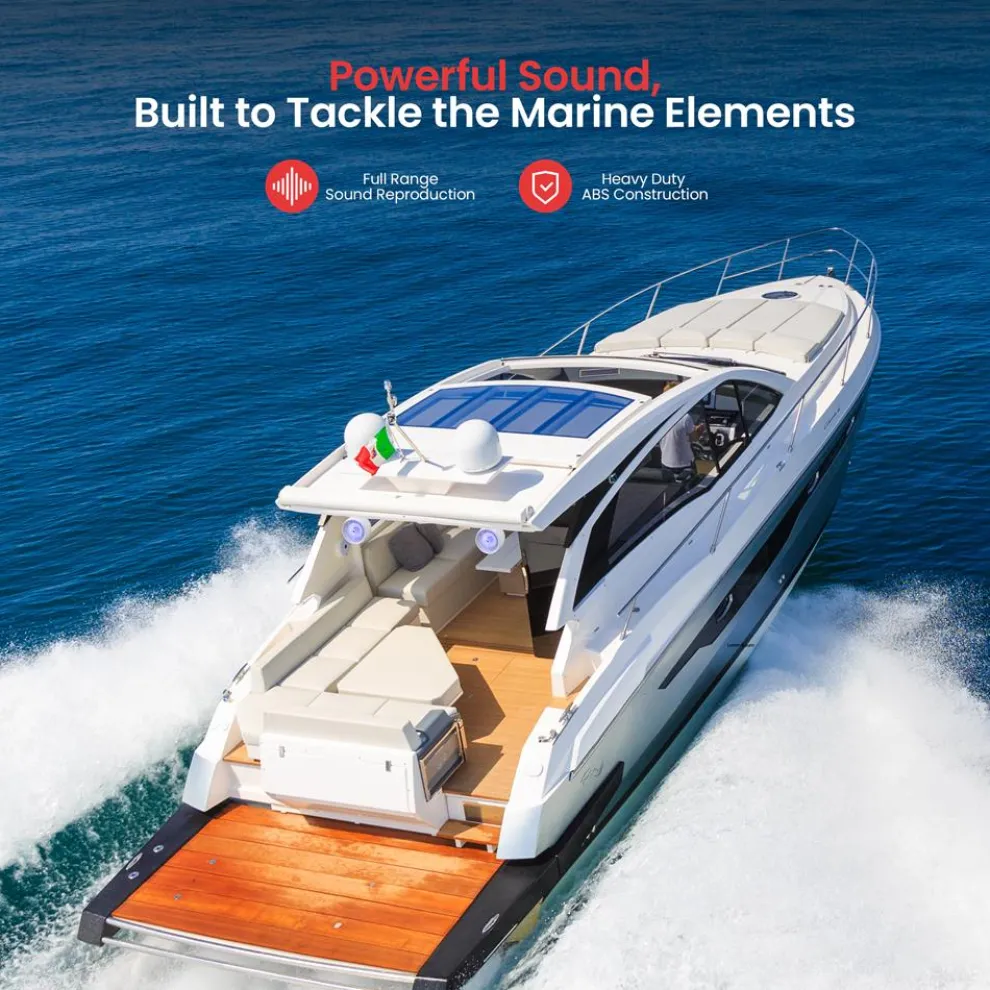 Waterproof Bluetooth Marine Speakers 300W LED Lights White