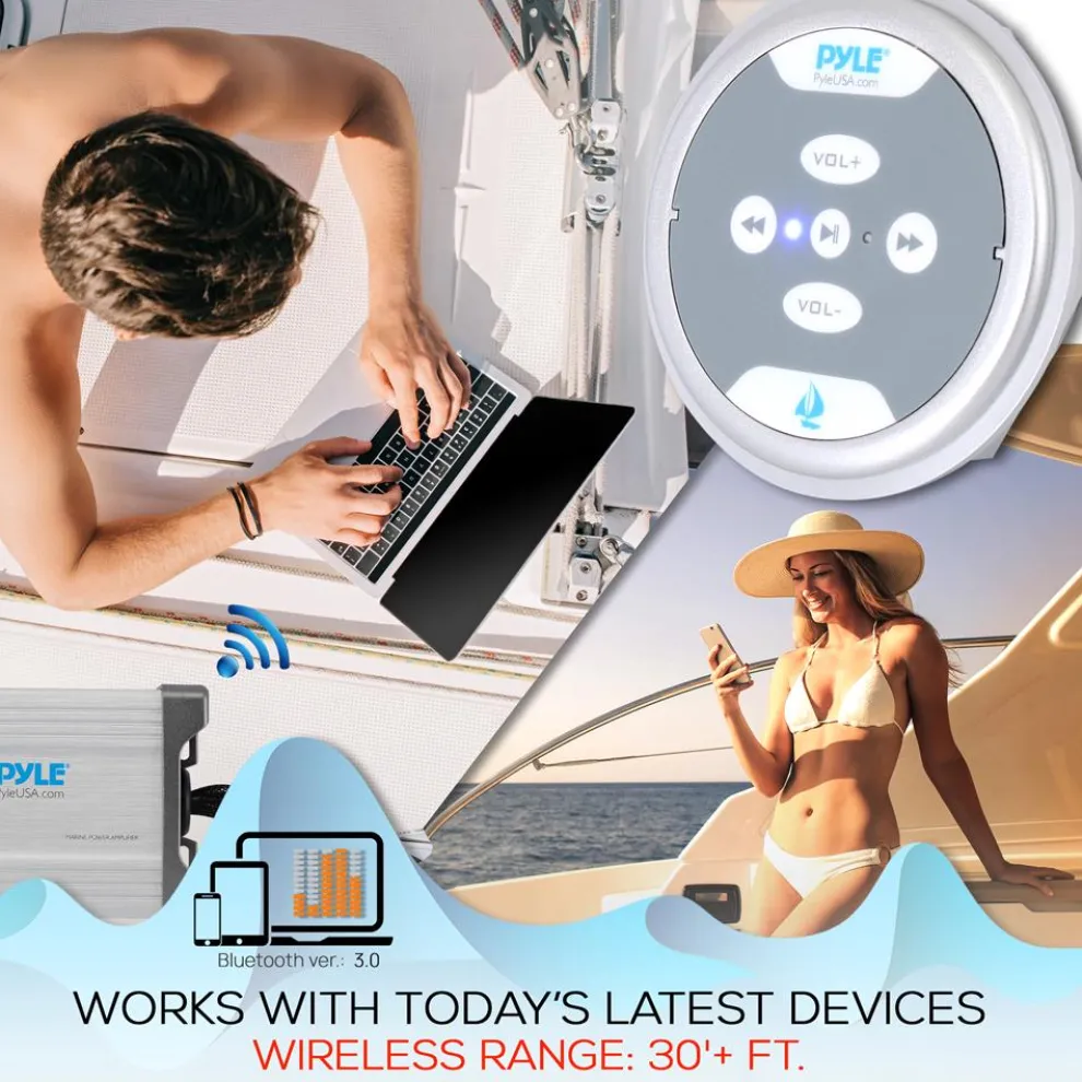 Waterproof Bluetooth Marine Amplifier 600W 2-Channel Silver
