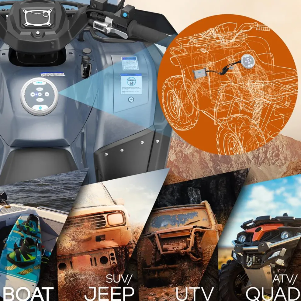 Waterproof Bluetooth Marine Amplifier 600W 2-Channel Silver