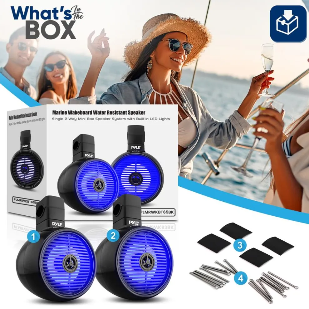 Waterproof Bluetooth Marine Speakers 200W LED Lights 6.5