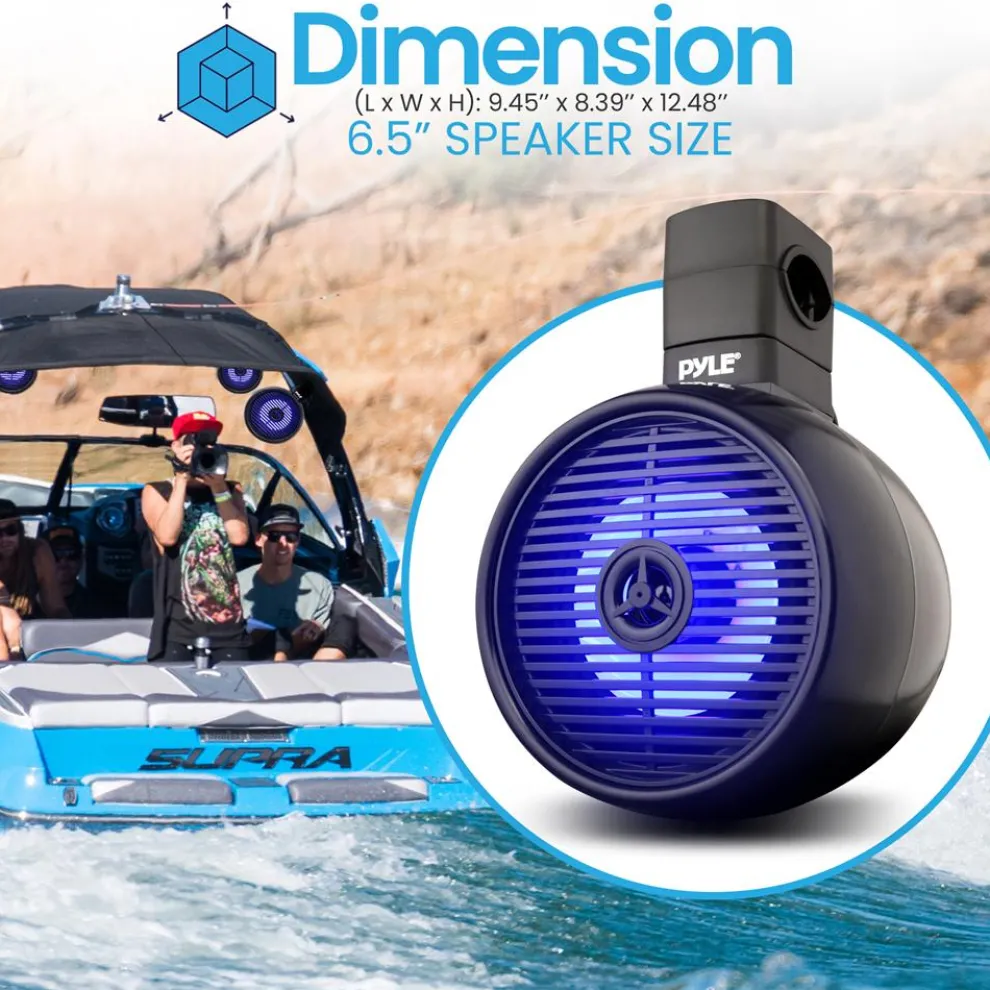 Waterproof Bluetooth Marine Speakers 200W LED Lights 6.5
