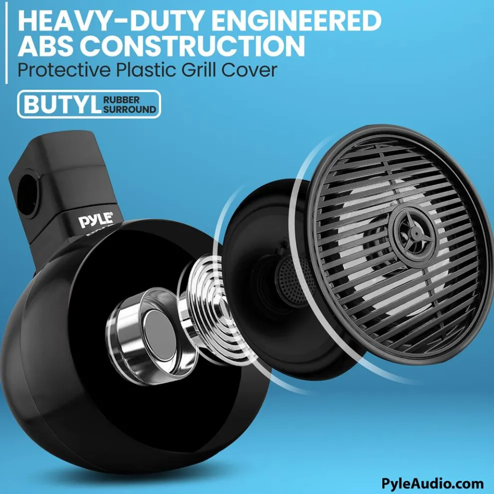 Waterproof Bluetooth Marine Speakers 200W LED Lights 6.5