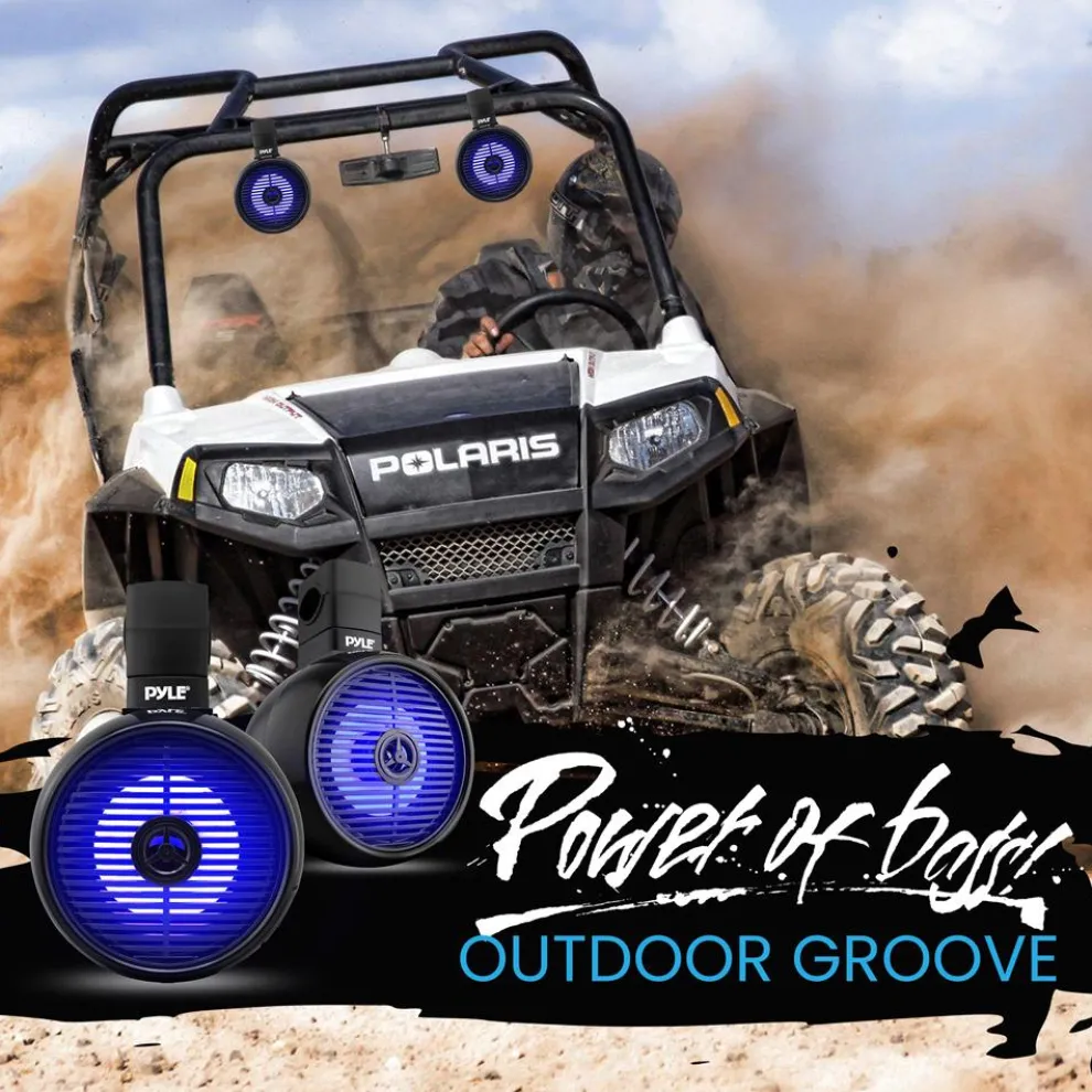 Waterproof Bluetooth Marine Speakers 200W LED Lights 6.5