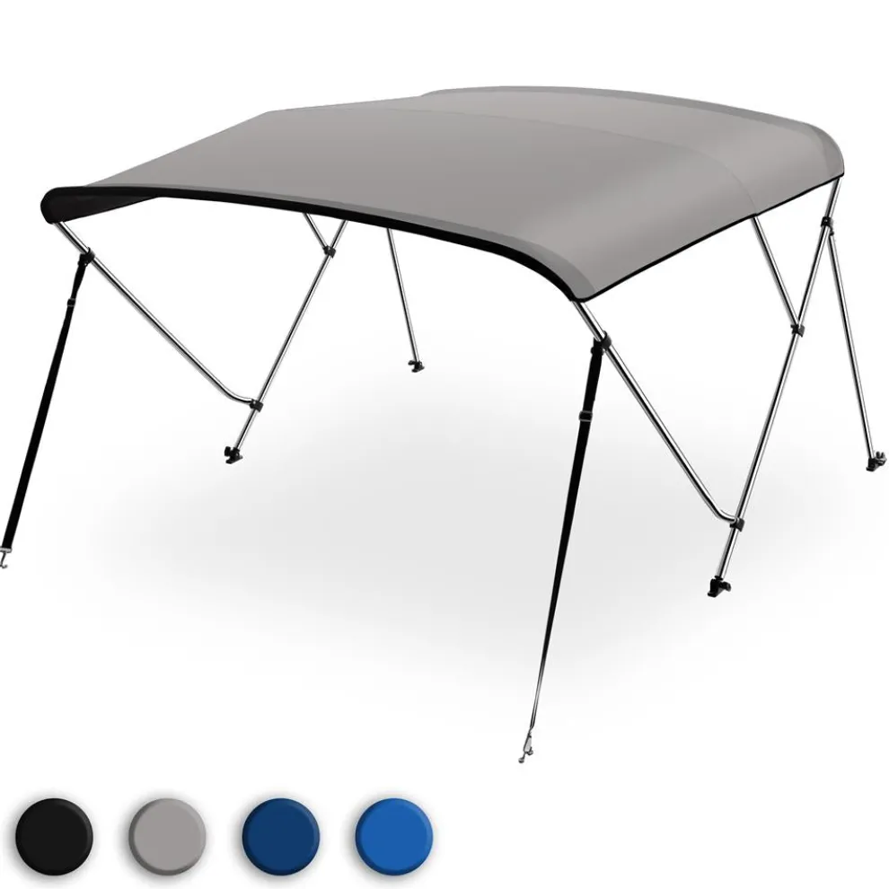Waterproof Boat Bimini Top Sun Shade, 600D Canvas, Aluminum Frame, Gray