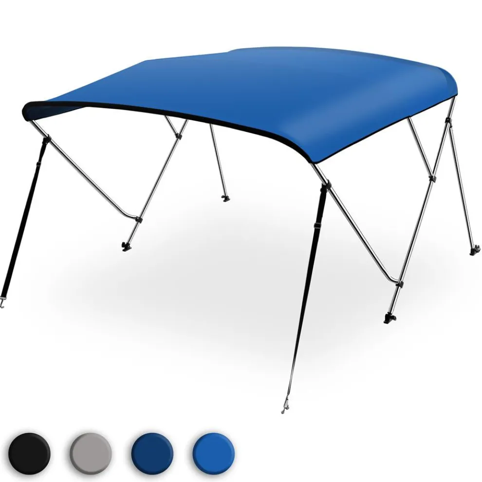 Waterproof Boat Top, 79-84"W 3 Bow, UV Resistant, Aluminum Frame, Blue