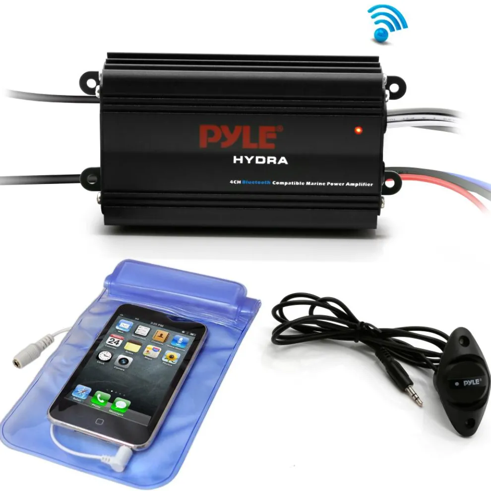 Waterproof 4-Channel Bluetooth Marine Amplifier Kit