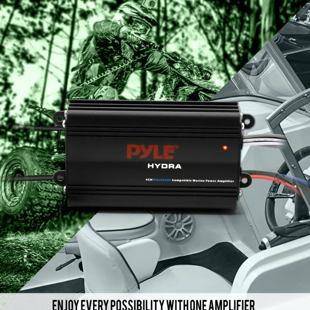 Waterproof 4-Channel Bluetooth Marine Amplifier Kit